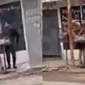 el sujeto terminó desnudo y encerrado en la zona donde la gente del barrio deposita sus residuos