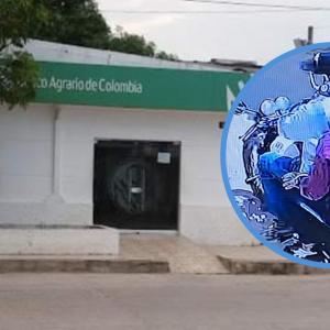 Aspecto de la sede del banco que sufrió el hurto en la tarde de este martes