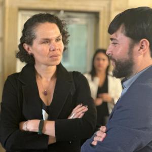 El alcalde Jaime Pumarejo junto a la ministra del deporte, Astrid Rodríguez.
