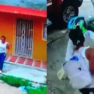 El momento en el que la mujer salía de su vivienda y el instante en que es abordada por los criminales