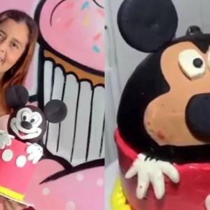 Marjorie Cantillo y la torta de Mickey Mouse que generó polémica en redes sociales