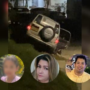 Las víctimas de la masacre y el vehículo que fue blanco de las balas