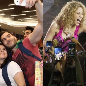 Shakira compartiendo junto a sus seguidores en un aeropuerto y en concierto