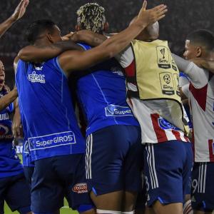 Junior celebra un gol en el estadio Metropolitano