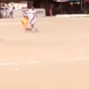 El momento de la pelea entre Teófilo Gutiérrez y su cuñado