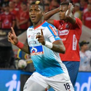 Yony González celebra el gol que le dio el título a Junior en el año 2018