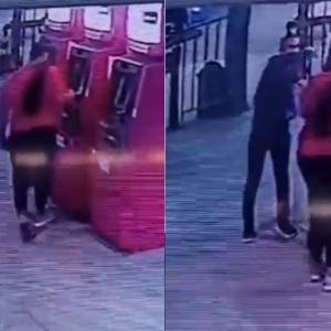 Momento en que el profesor es interceptado por un criminal