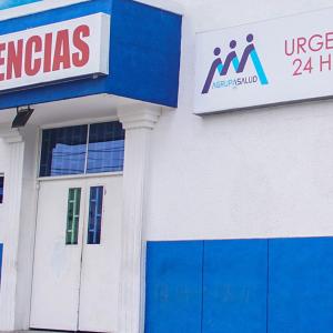 Fachada de la Clínica Agrupasalud, centro médico al que fue conducido el herido