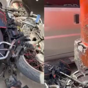 Así quedaron la moto y el bus involucrados en el siniestro