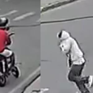 El hombre segundos antes de ser asesinado y los criminales que perpetraron el crimen