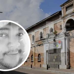 Charly Agámez Cano, el hombre asesinado, y la fachada del Hospital General de Barranquilla