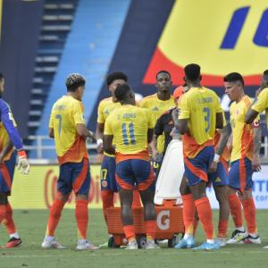 Momento de refrigeración de Colombia durante el juego 