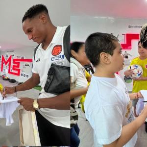 Los niños comparten junto a Yerry Mina y Richard Ríos