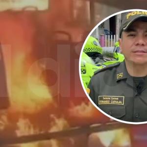 El teniente coronel Fernando Carvajal habla sobre el bus quemado en Soledad.