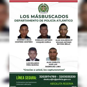 Los cinco más buscados por delitos en el Atlántico.