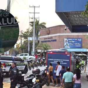 Escena tras robo en centro comercial.