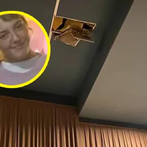 Mujer que le cayó encima el techo de un cine.