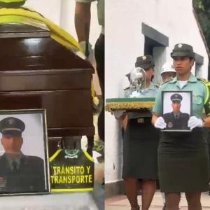 Policía de Tránsito homenajeando a subintendente asesinado.