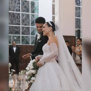 Luis Díaz con su esposa Geraldín Ponce.