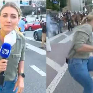 Periodista herida por bala de goma.