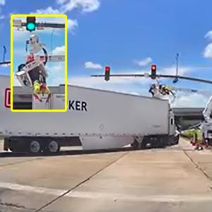 Trabajador golpeado por un camión.