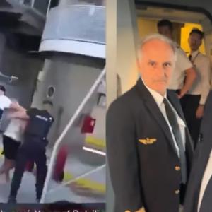 Captura de video de altercado de futbolista en avión.