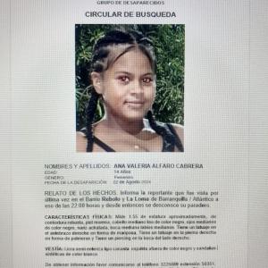 Circular de búsqueda de la menor, emitida al momento de su desaparición 