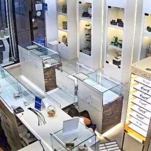 Captura de vídeo de cámara de seguridad al interior de la joyería 