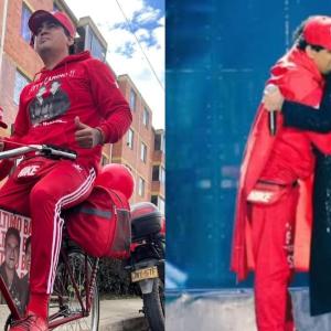 Fanático de Silvestre en la tarima con su ídolo