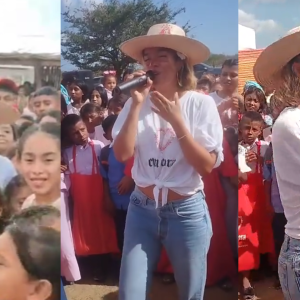 Karol G con la comunidad Musichi, en Manaure, La Guajira