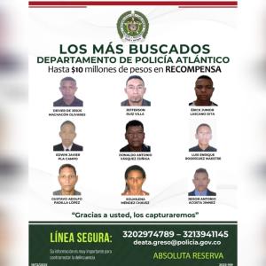 Cartel de los más buscados.