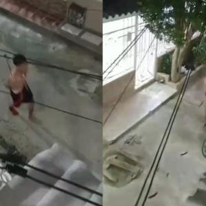 Momentos en que la víctima pedía ayuda a los vecinos de la zona.