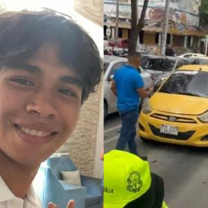 Fotografía del taxi que atropelló al joven Esteban Manga Vásquez.