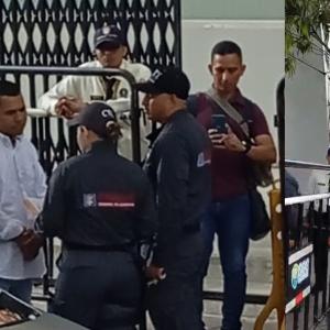 Momentos en que el funcionario se entrega ante las autoridades en la URI de la Fiscalía sede Centro en Barranquilla.