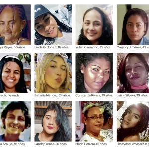 Listado de mujeres víctimas de la violencia.