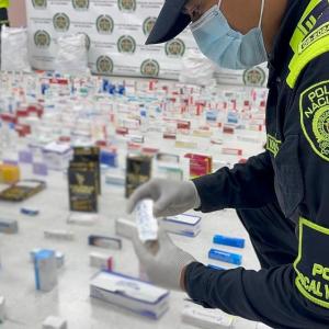 Medicamentos decomisados por la Policía Fiscal y Aduanera.
