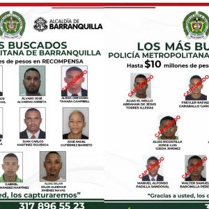 Cartel de los más buscados.