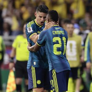 James Rodriguez durante el debut de Colombia en la Copa del Mundo