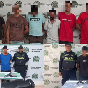 Fotografía de reseña de los capturados, vinculados al grupo delincuencial ‘Los Patillas’.