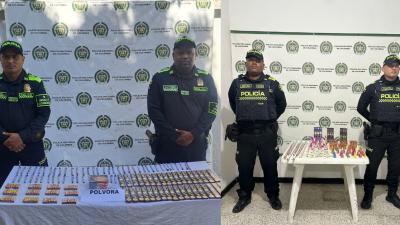 Pólvora incautada por la Policía del Atlántico