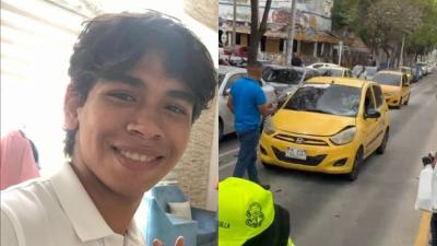 Fotografía del taxi que atropelló al joven Esteban Manga Vásquez.