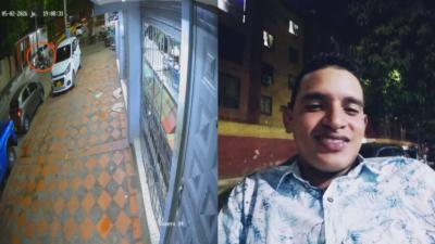 Momentos del ataque a bala en el que fue asesinado Luis Alfonso Molinares Martínez, de 37 años de edad.