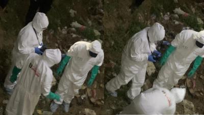 Momento en el que el CTI de la Fiscalía realizaron la debida inspección.