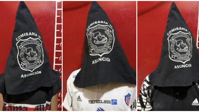 Tres de los hinchas de Junior detenidos en Asunción, Paraguay.