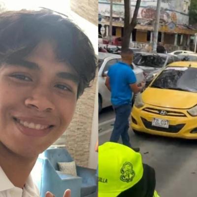 Fotografía del taxi que atropelló al joven Esteban Manga Vásquez.