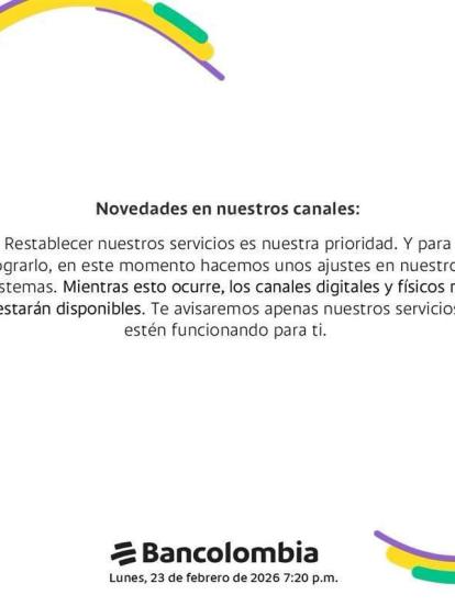 Este fue el comunicado mediante el cual el banco notificó a sus usuarios sobre la suspensión de los servicios.
