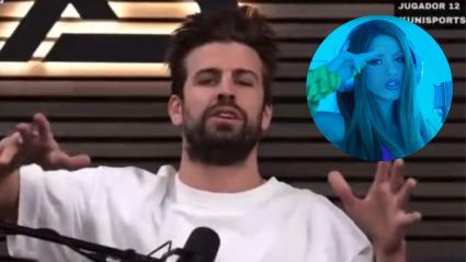 Piqué durante el anuncio / Shakira en la 'session'