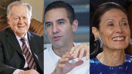 De izquierda a derecha: Luis Carlos Sarmiento Angulo, David Vélez y Beatriz Dávila