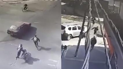 Grabación de las cámaras de seguridad de los sujetos intentando huir