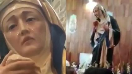 La vírgen en el momento que, al parecer, rompería en llanto